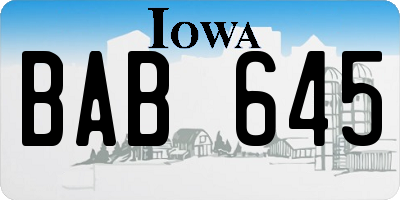 IA license plate BAB645