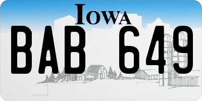 IA license plate BAB649