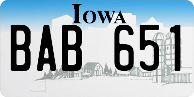 IA license plate BAB651