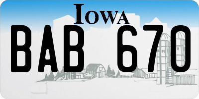 IA license plate BAB670