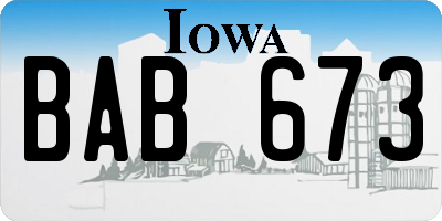 IA license plate BAB673