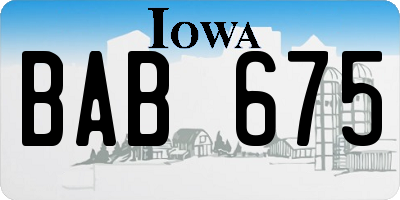 IA license plate BAB675