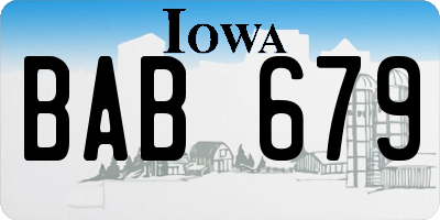 IA license plate BAB679