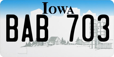 IA license plate BAB703