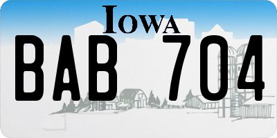 IA license plate BAB704