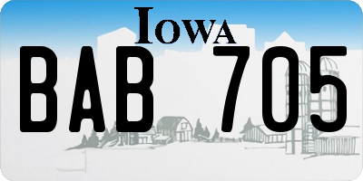 IA license plate BAB705