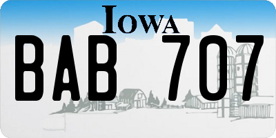 IA license plate BAB707