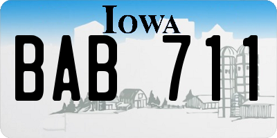 IA license plate BAB711