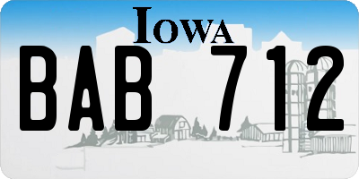 IA license plate BAB712