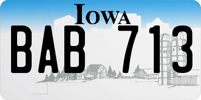 IA license plate BAB713