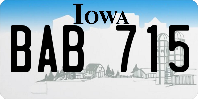 IA license plate BAB715