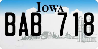 IA license plate BAB718