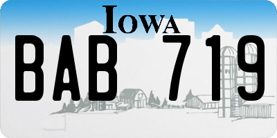 IA license plate BAB719