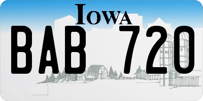IA license plate BAB720