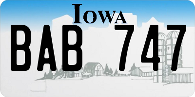 IA license plate BAB747
