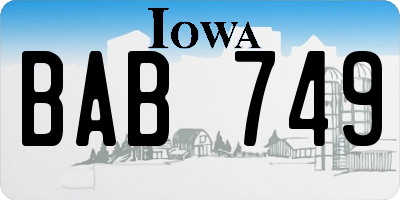 IA license plate BAB749