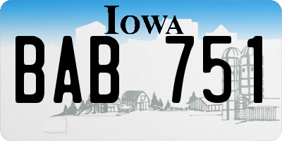 IA license plate BAB751