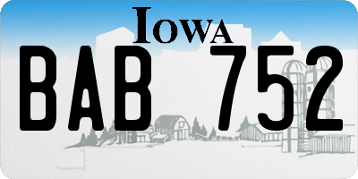 IA license plate BAB752