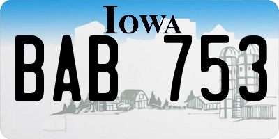 IA license plate BAB753