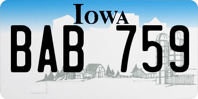 IA license plate BAB759