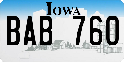 IA license plate BAB760