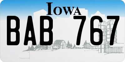 IA license plate BAB767