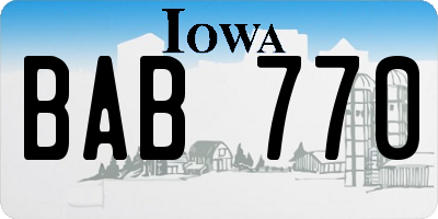 IA license plate BAB770