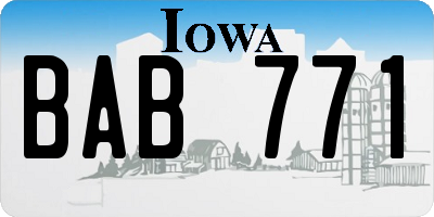 IA license plate BAB771