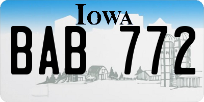 IA license plate BAB772