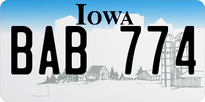 IA license plate BAB774
