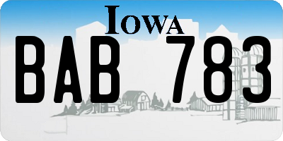 IA license plate BAB783