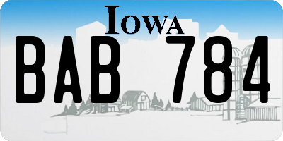 IA license plate BAB784