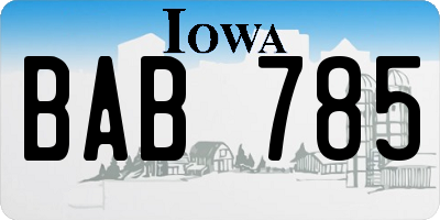 IA license plate BAB785