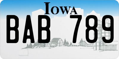 IA license plate BAB789