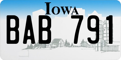 IA license plate BAB791