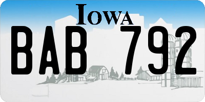 IA license plate BAB792