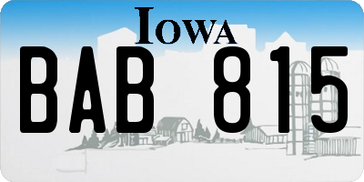 IA license plate BAB815
