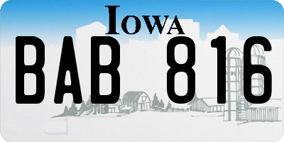 IA license plate BAB816