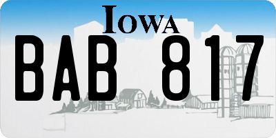 IA license plate BAB817