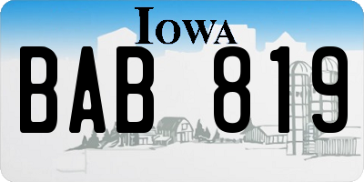 IA license plate BAB819