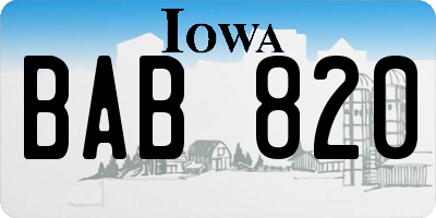 IA license plate BAB820