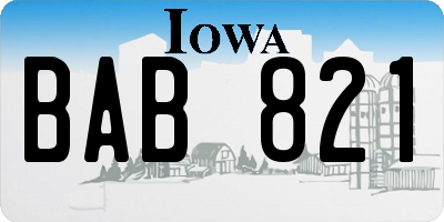 IA license plate BAB821