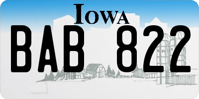 IA license plate BAB822