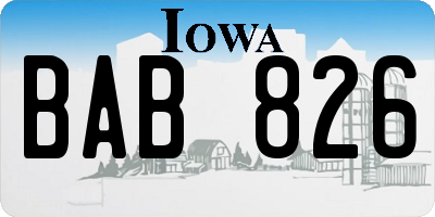 IA license plate BAB826