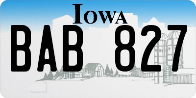 IA license plate BAB827