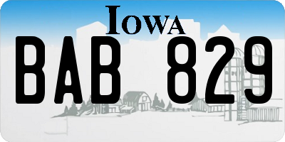 IA license plate BAB829