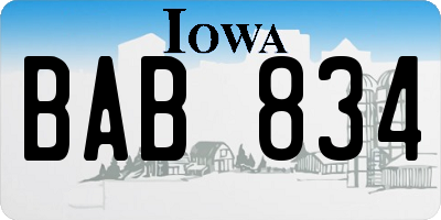 IA license plate BAB834