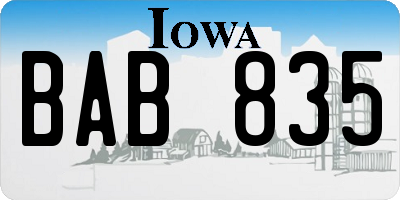 IA license plate BAB835