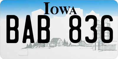 IA license plate BAB836