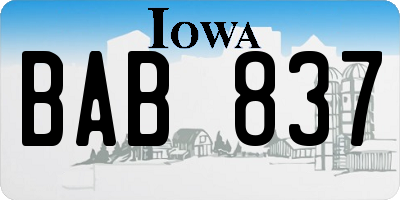 IA license plate BAB837